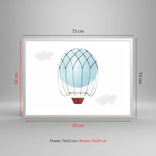 Plagát v bielom ráme - Celý v oblakoch - 70x50 cm