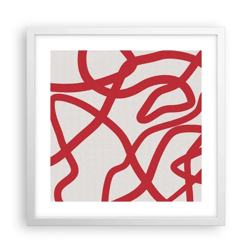 Plagát v bielom ráme - Červené na bielom - 40x40 cm
