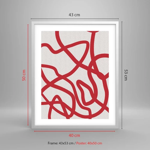 Plagát v bielom ráme - Červené na bielom - 40x50 cm