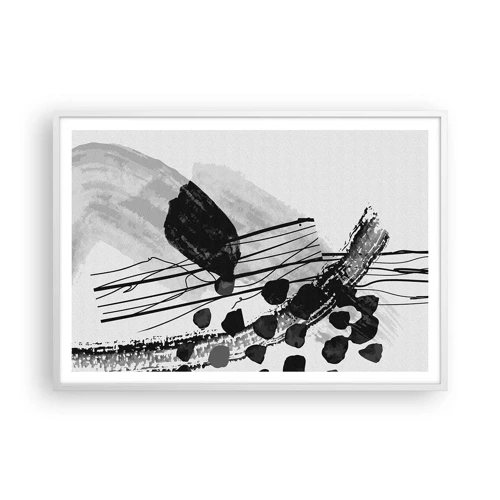 Plagát v bielom ráme - Čiernobiela organická abstrakcia - 100x70 cm