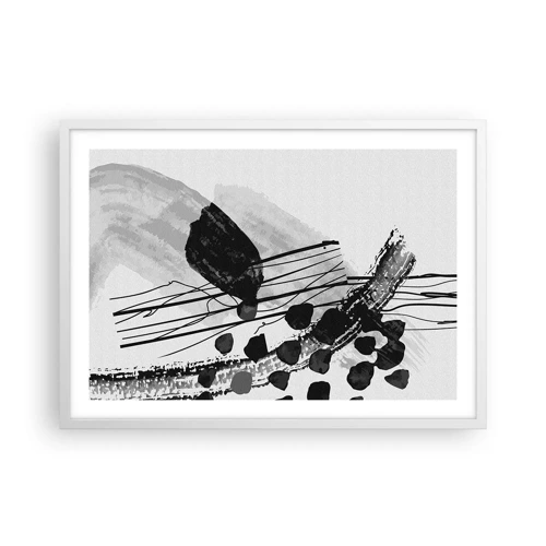 Plagát v bielom ráme - Čiernobiela organická abstrakcia - 70x50 cm