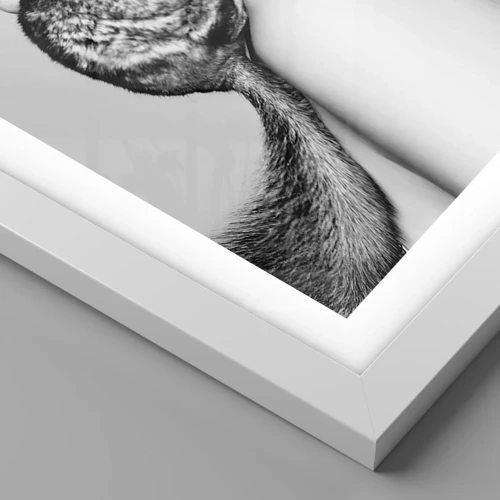 Plagát v bielom ráme - Dáma s činčilou - 60x60 cm
