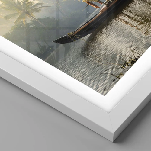 Plagát v bielom ráme - Dom na rieke - 40x30 cm
