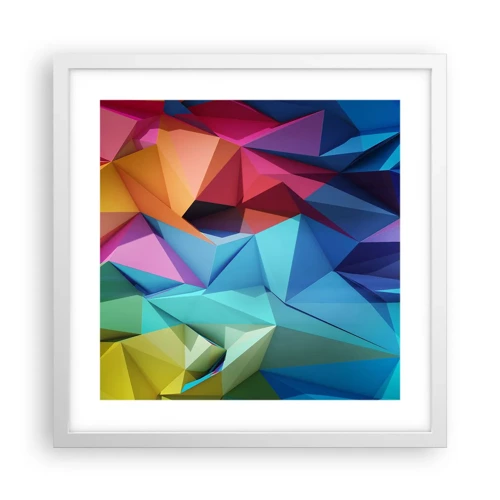Plagát v bielom ráme - Dúhové origami - 40x40 cm