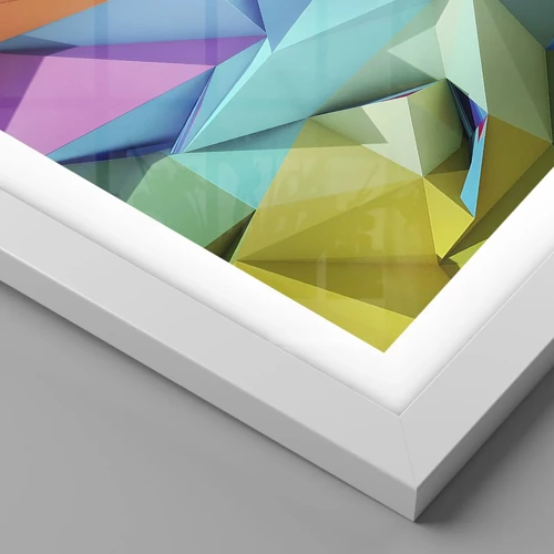 Plagát v bielom ráme - Dúhové origami - 40x50 cm