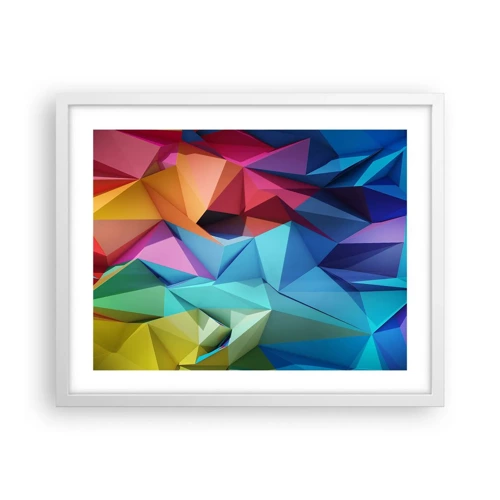 Plagát v bielom ráme - Dúhové origami - 50x40 cm