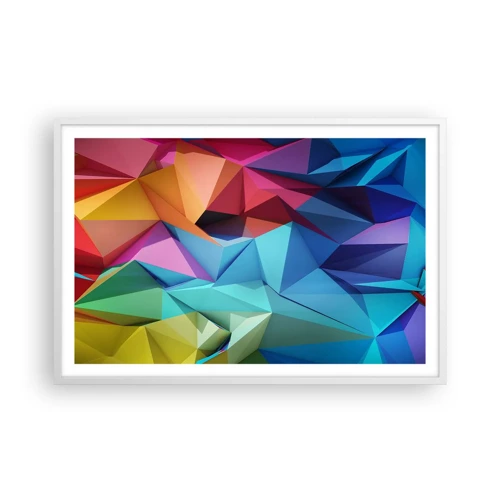 Plagát v bielom ráme - Dúhové origami - 91x61 cm