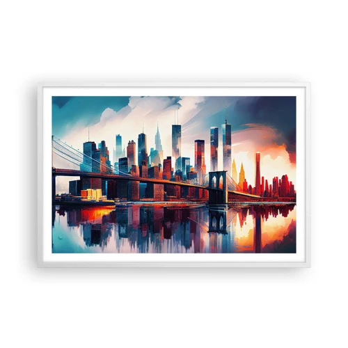 Plagát v bielom ráme - Famózny New York - 91x61 cm