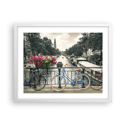 Plagát v bielom ráme - Farby amsterdamskej ulice - 50x40 cm