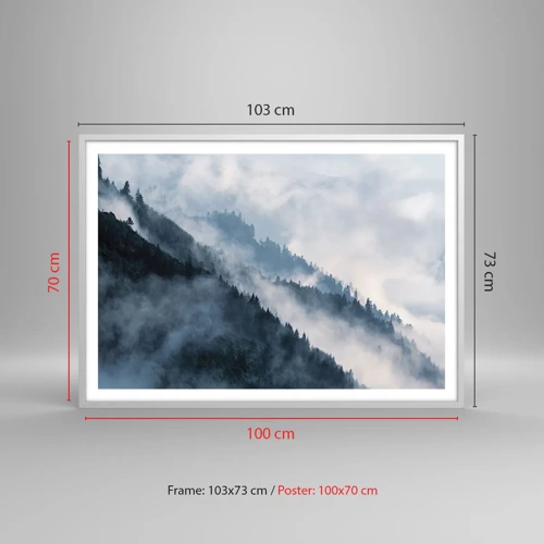 Plagát v bielom ráme - Horská mystika - 100x70 cm