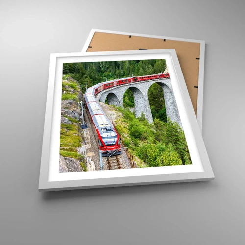 Plagát v bielom ráme - Horský výhľad priamo z vlaku - 40x50 cm