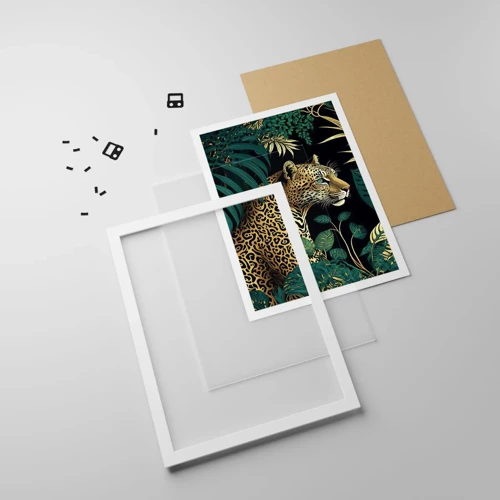 Plagát v bielom ráme - Hospodár v džungli - 61x91 cm