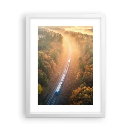 Plagát v bielom ráme - Jesenná cesta - 30x40 cm