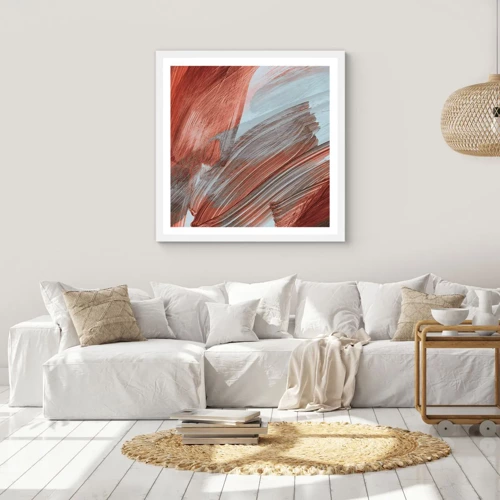 Plagát v bielom ráme - Jesenná veterná abstrakcia - 60x60 cm