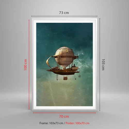 Plagát v bielom ráme - Julius Verne pozdravuje - 70x100 cm