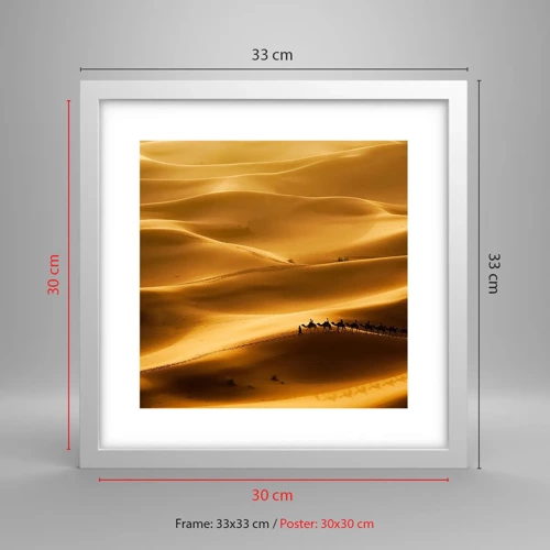 Plagát v bielom ráme - Karavána na vlnách púšte - 30x30 cm
