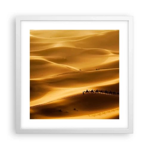Plagát v bielom ráme - Karavána na vlnách púšte - 40x40 cm