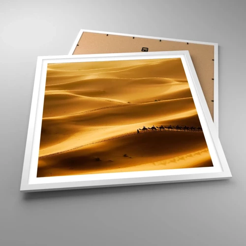 Plagát v bielom ráme - Karavána na vlnách púšte - 60x60 cm