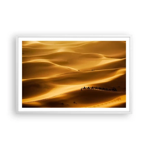 Plagát v bielom ráme - Karavána na vlnách púšte - 91x61 cm