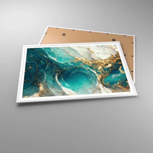 Plagát v bielom ráme - Kompozícia so zlatými žilami - 100x70 cm