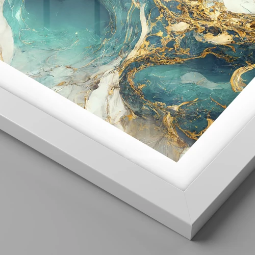 Plagát v bielom ráme - Kompozícia so zlatými žilami - 60x60 cm