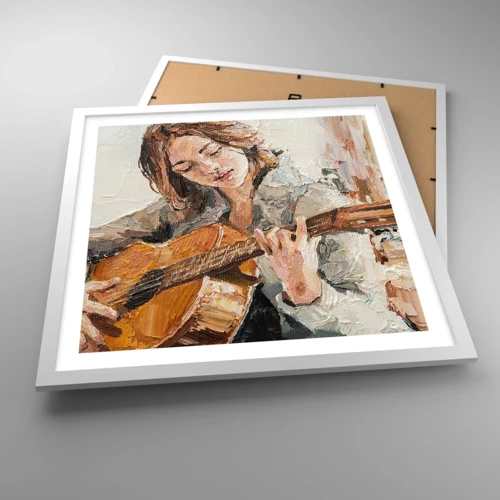 Plagát v bielom ráme - Koncert pre gitaru a dievčenské srdce - 50x50 cm