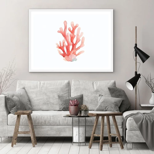 Plagát v bielom ráme - Koralový koral - 50x40 cm