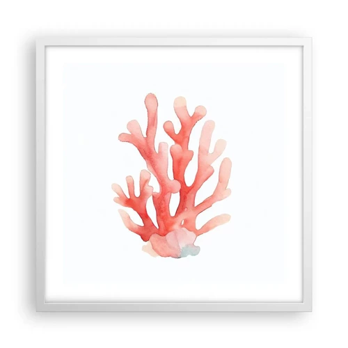 Plagát v bielom ráme - Koralový koral - 50x50 cm