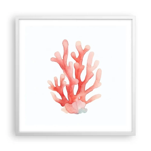 Plagát v bielom ráme - Koralový koral - 60x60 cm
