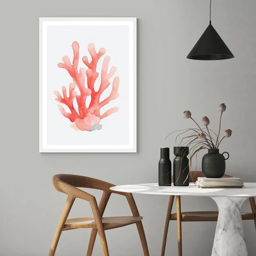 Plagát v bielom ráme - Koralový koral - 70x100 cm