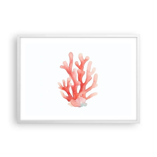 Plagát v bielom ráme - Koralový koral - 70x50 cm