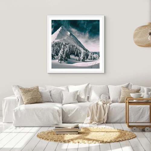 Plagát v bielom ráme - Krajina snehu a ľadu - 40x40 cm