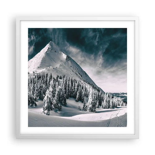 Plagát v bielom ráme - Krajina snehu a ľadu - 50x50 cm