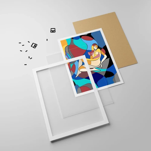 Plagát v bielom ráme - Kubistický akt - 50x70 cm