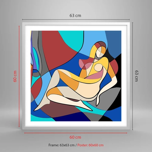 Plagát v bielom ráme - Kubistický akt - 60x60 cm