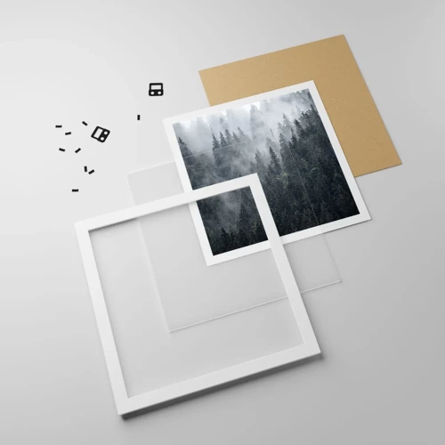 Plagát v bielom ráme - Lesné svitania - 60x60 cm