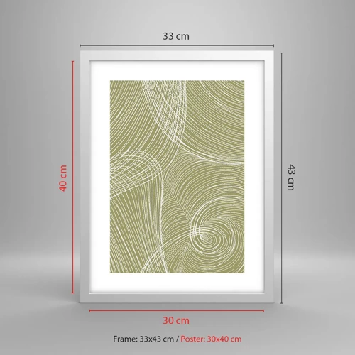 Plagát v bielom ráme - Majstrovská abstrakcia v bielej - 30x40 cm
