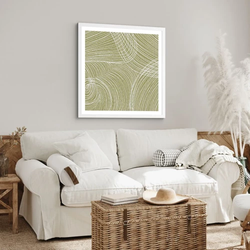 Plagát v bielom ráme - Majstrovská abstrakcia v bielej - 50x50 cm