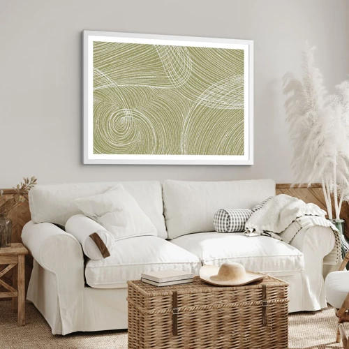 Plagát v bielom ráme - Majstrovská abstrakcia v bielej - 70x50 cm