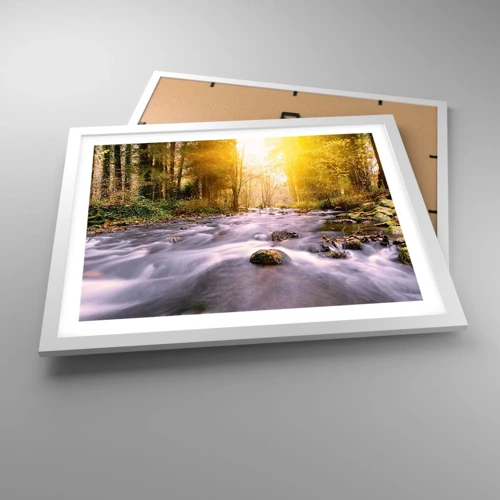 Plagát v bielom ráme - Malachit v strieborno-zlatej podobe - 50x40 cm