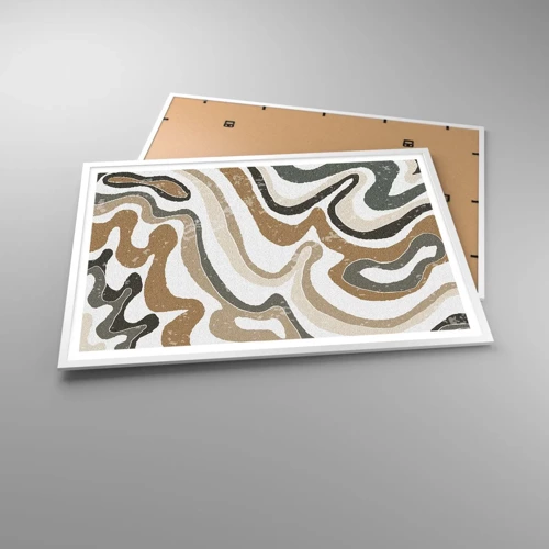 Plagát v bielom ráme - Meandre zemitých farieb - 100x70 cm