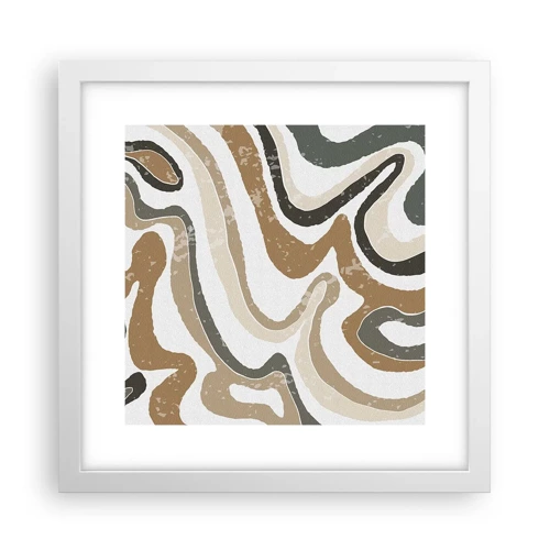 Plagát v bielom ráme - Meandre zemitých farieb - 30x30 cm