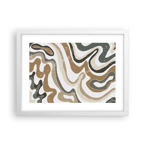 Plagát v bielom ráme - Meandre zemitých farieb - 40x30 cm