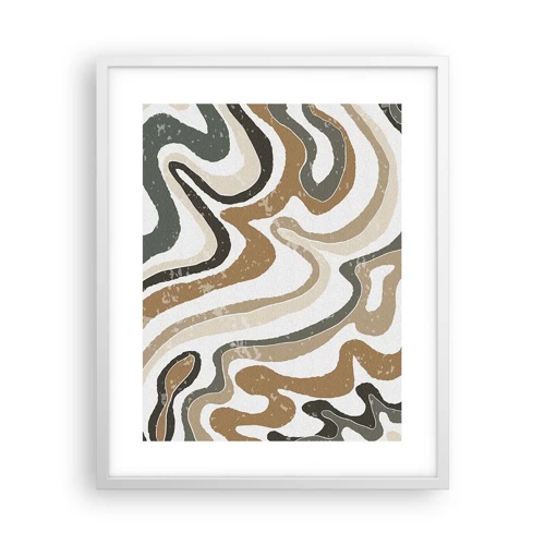 Plagát v bielom ráme - Meandre zemitých farieb - 40x50 cm