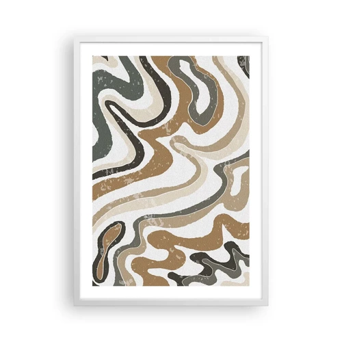 Plagát v bielom ráme - Meandre zemitých farieb - 50x70 cm