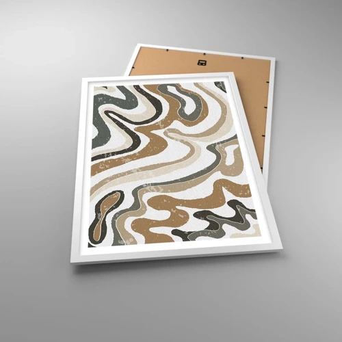 Plagát v bielom ráme - Meandre zemitých farieb - 50x70 cm