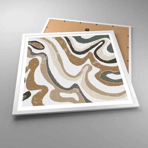Plagát v bielom ráme - Meandre zemitých farieb - 60x60 cm