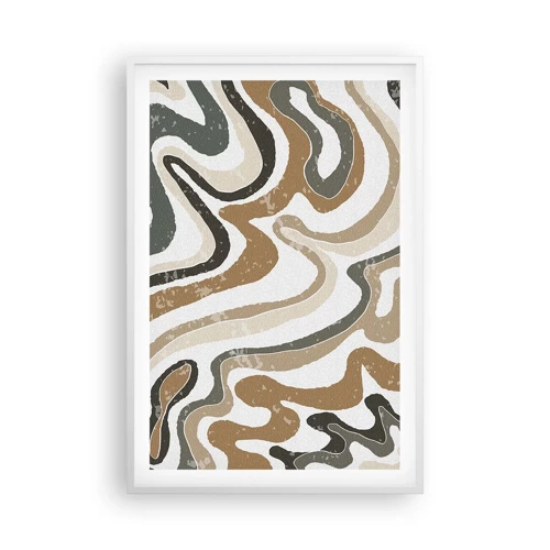Plagát v bielom ráme - Meandre zemitých farieb - 61x91 cm