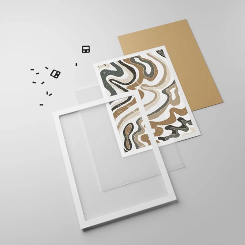 Plagát v bielom ráme - Meandre zemitých farieb - 61x91 cm