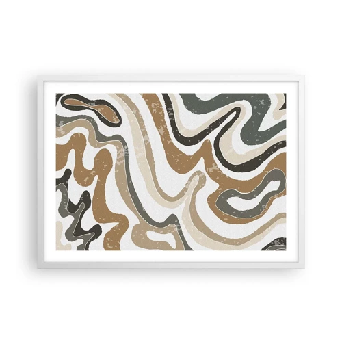 Plagát v bielom ráme - Meandre zemitých farieb - 70x50 cm